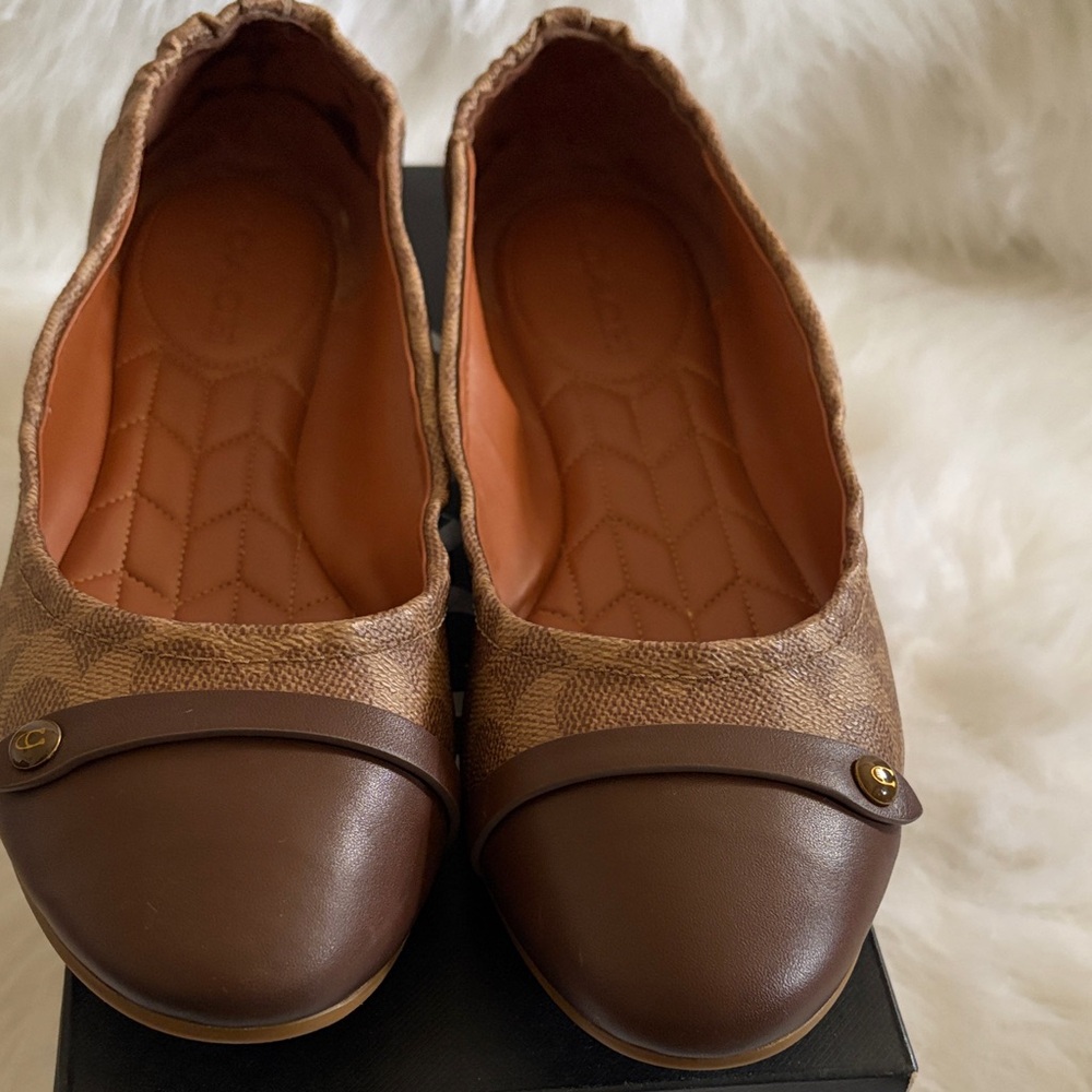 Coach Brown Patterned Flats